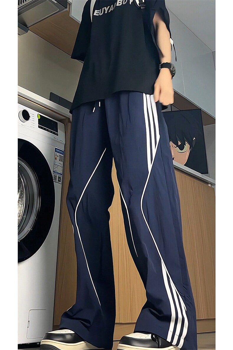 美式高街条纹裤子男夏季冰丝宽松冲锋户外工装伞兵阔腿裤KZ047P55,男装休闲裤,电商B312