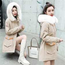 2020冬季新款时尚刺绣棉衣外套保暖显瘦长款羽绒服女，女装棉衣/棉服，涵亦佰惠