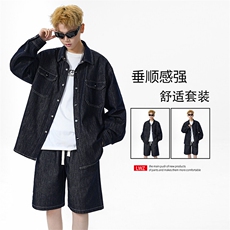 简约百搭复古风格牛仔套装潮流TZ0050特批115：209，男装休闲套装，星座718