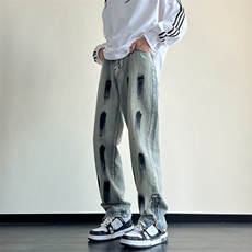 潮流秋款港风宽松休闲油漆彩绘牛仔裤长裤212-2-NZ023-特P50，男装牛仔裤，星座808A-1