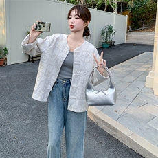 新中式国风提花短外套女2025春季新款设计感超好看小个子休闲上衣，女装短外套，2C129