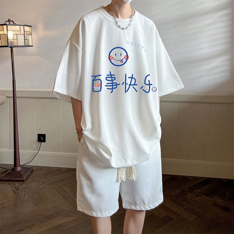 华夫格套装运动短袖t恤套装休闲两件套一套 HZ84183-P44图片