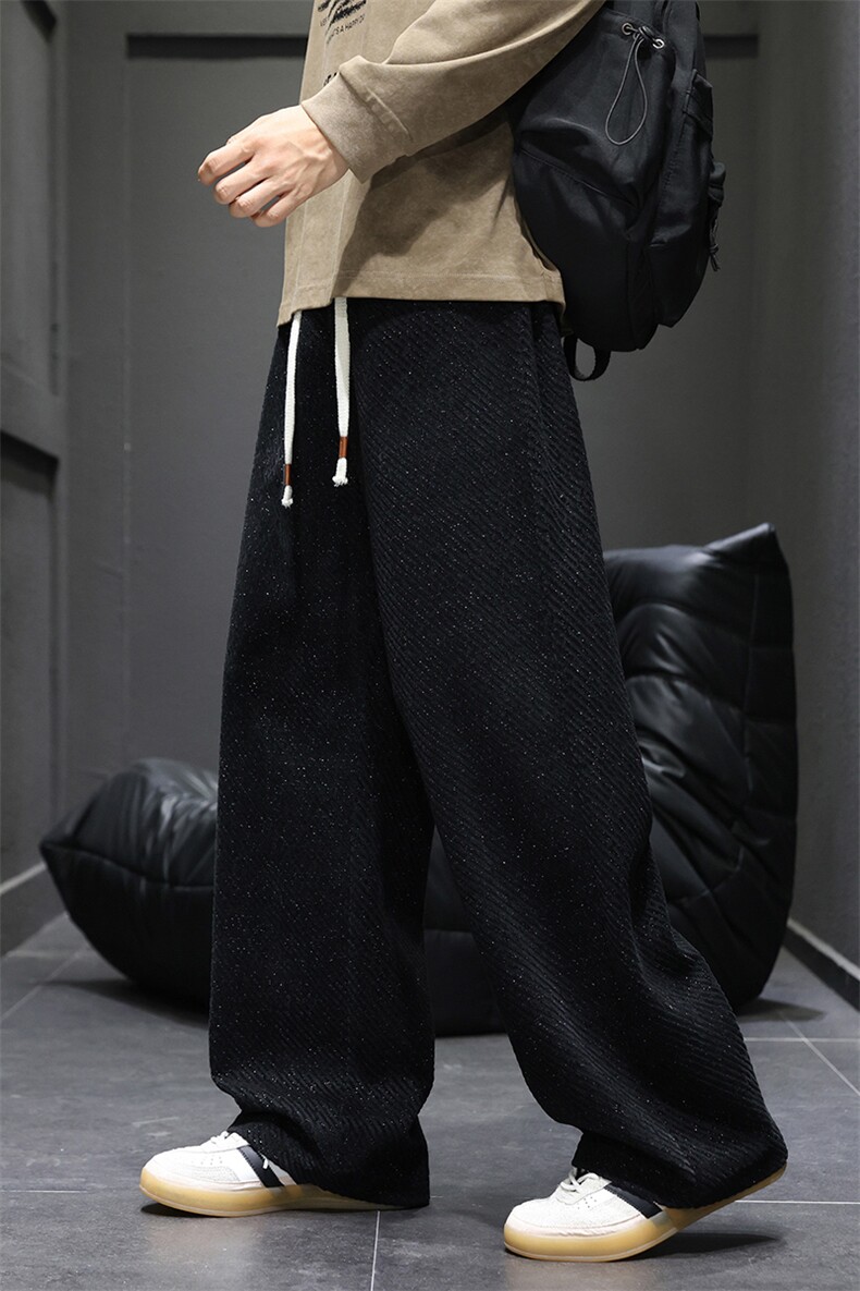 重磅垂感休闲裤子男秋季斜纹阔腿裤男潮牌直筒长裤Q29139-特P35,男装休闲裤,星座610（原A335）