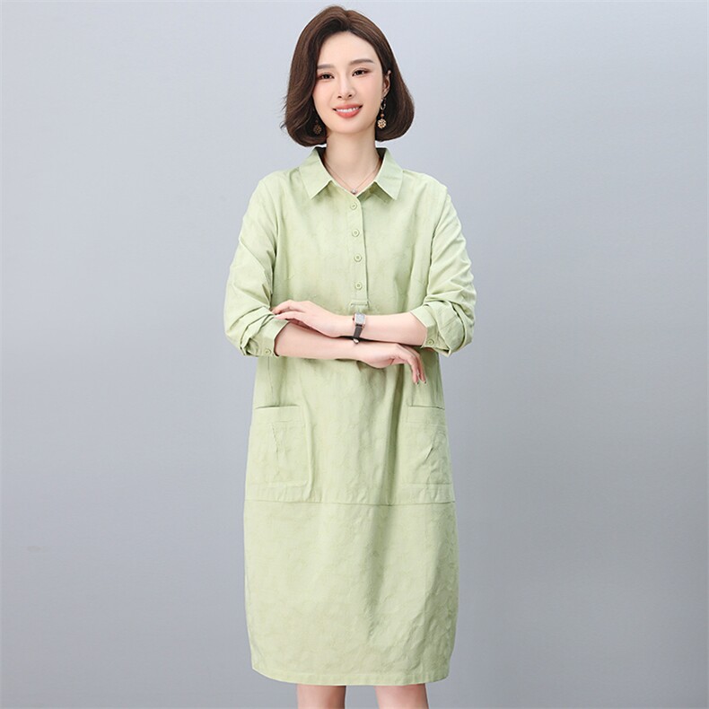 连衣裙2026新款女春秋中长款显瘦中年妈妈时尚洋气提花裙子潮,女装连衣裙,独衣靓