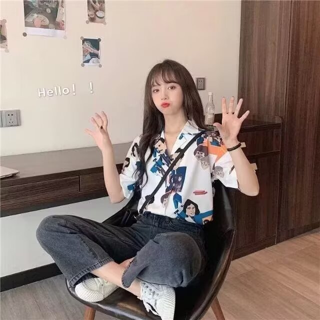 春季女装韩版批新款发时尚气质学生打底衬衣宽松大码洋气印花衬衫,男装T恤,星座506A