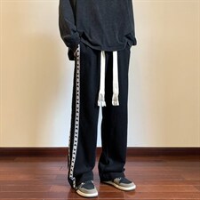 2026秋季高街织带编织绳休闲裤地板景XZ604-KP79-P55控68，男装休闲裤，星座604