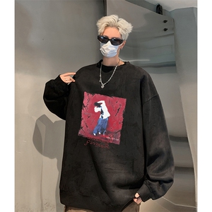 抖音得物供货 提供视频 秋冬重磅美式麂皮绒圆领卫衣 JY333图片
