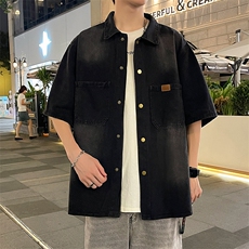 牛仔衬衫男士韩版潮流高街帅渐变色2024秋夏新款ins外套CY965-P59，男装衬衫，星座412-3