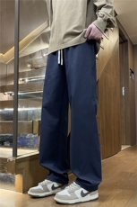 日系休闲裤男士2025秋季宽松直筒长裤简约纯色百搭阔腿裤M557-P40，男装休闲裤，星座509