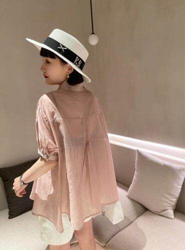 天丝褶皱小衫，女装，Da.金