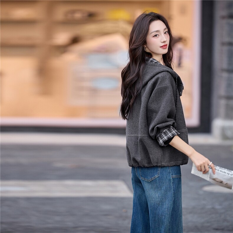 现货！！！！加厚格子毛呢短外套~,女装短外套,素月