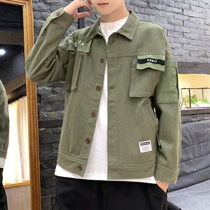 2021春秋季新佳乐日系潮男大码贴布工装翻领夹克外套J972-P65图片