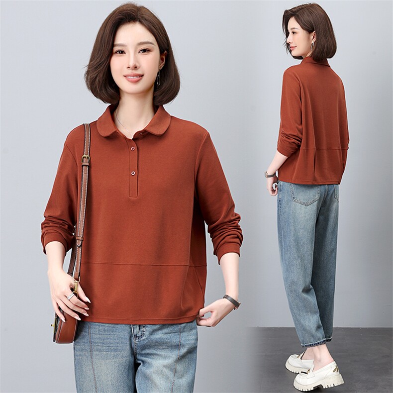 休闲翻领卫衣女春秋款2025新款宽松洋气中年妈妈薄款时尚遮肚上衣，女装短外套，阿丹