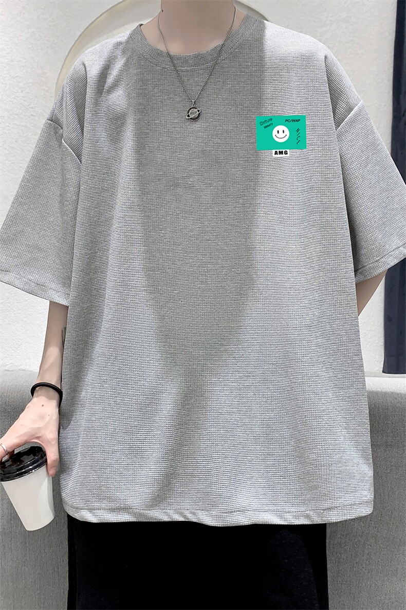 HT73264-P22华夫格t恤男短袖男大码五分袖大皂风,男装T恤,电商A040