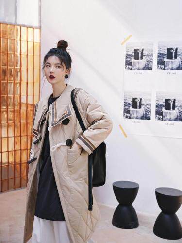 含棉大领子棉衣，女装棉衣/棉服，YOUER DENG