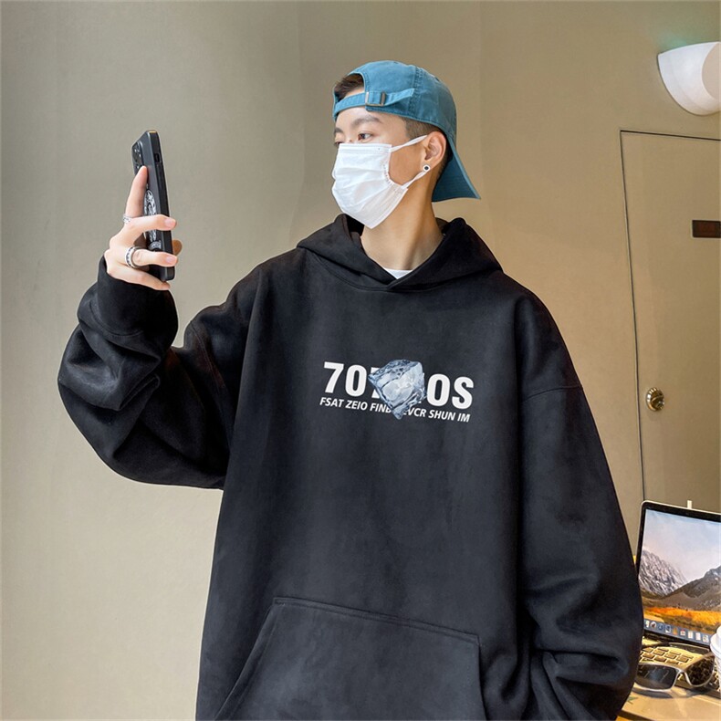 特P43控78秋季360G麂皮绒印花宽松休闲连帽卫衣JWY3260,男装卫衣,电商B370