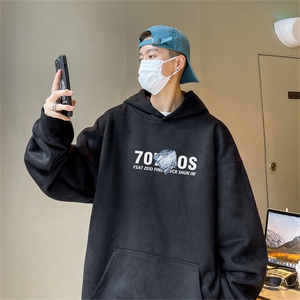 特P43控78 秋季360G麂皮绒印花宽松休闲连帽卫衣JWY3260图片