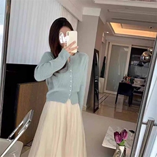 秋冬新款针织单排扣开衫时尚百搭，女装羊绒衫，鹿一羊绒