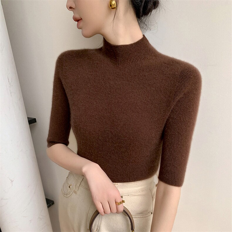 2024年秋冬季新款女时尚百搭显瘦修身长袖羊毛针织衫,女装羊毛衫,暖圣羊羊绒
