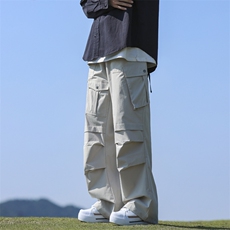2024新款宽松多口袋阔腿裤直筒长裤伞兵裤潮流痞帅现货K8116-P48，男装休闲裤，星座512-3
