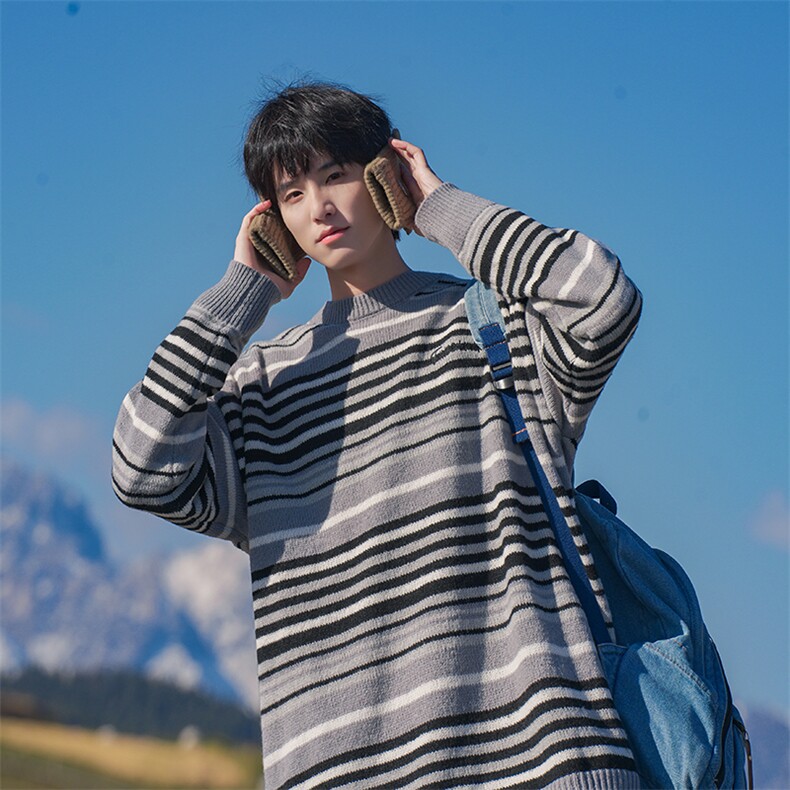 B225-M1158-P62-X78-腈纶42%锦纶31%PBT27%-条纹刺绣毛衣,男装针织衫/毛衣,电商B225