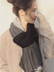 35%羊绒围巾女2024新款冬季拼色保暖针织镂空披肩，围巾，丽特绒
