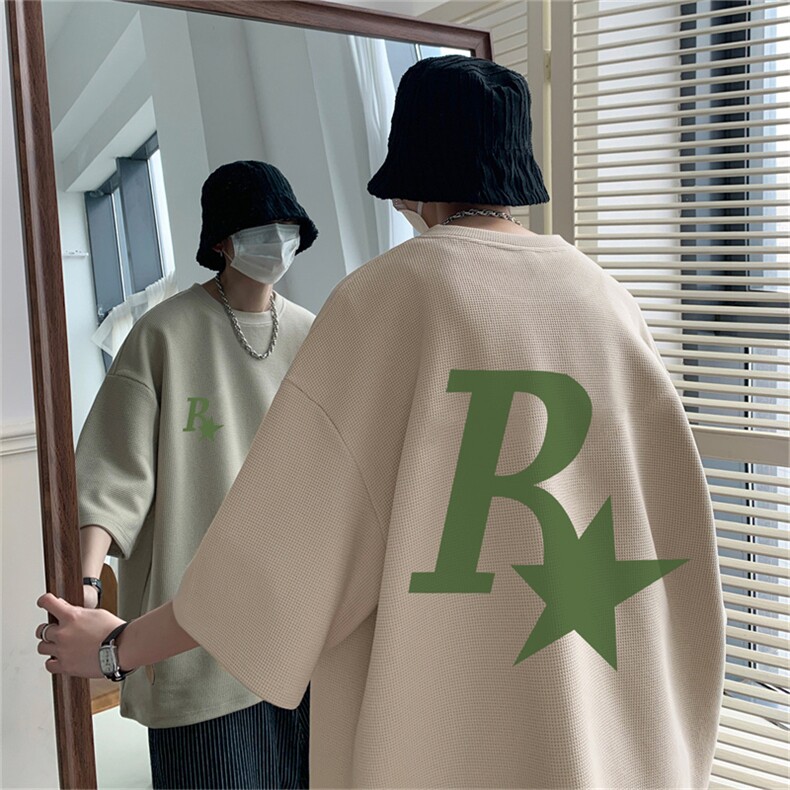 量大优重磅220克华夫格短袖T恤R星印花HT3134-P20,男装T恤,星座508（原C305）