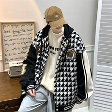 22冬千鸟格新款羊羔毛宽松大码棉服外套B266-Y616-P125，男装棉衣，星座B257-1