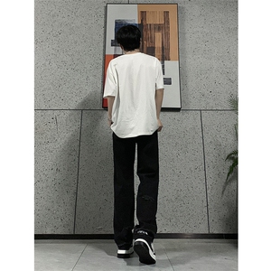 现货 夏季显瘦破洞设计感宽松直筒高街薄款休闲牛仔裤K5802-特P35图片