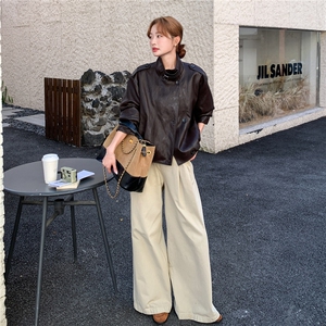 咖色高级感小香风皮衣外套女款2025秋超火减龄小个子pu皮夹克上衣图片