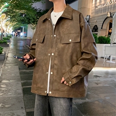 秋季新款美式复古翻领皮衣外套男情侣夹克JK0230-P85，男装夹克，星座308B-2