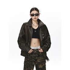 荔枝纹高端双层领廓形设计大码M-5XL机车皮衣JK78095特P108控178，男装皮衣，星座227-7