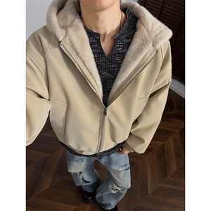 现货MYF02特P85冬季新款连帽宽松潮牌加绒棉服座山雕皮毛外套g图片