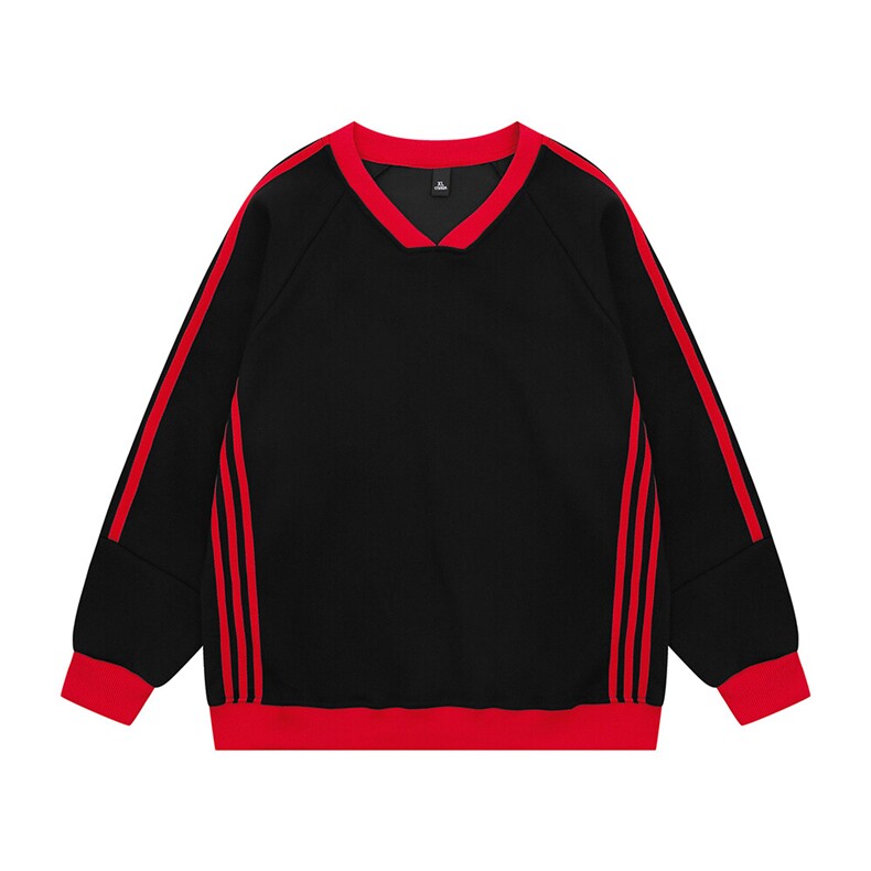 光板得物\唯品二开三条杠撞色拼接插肩袖V领卫衣A86P35,男装卫衣,电商A247B