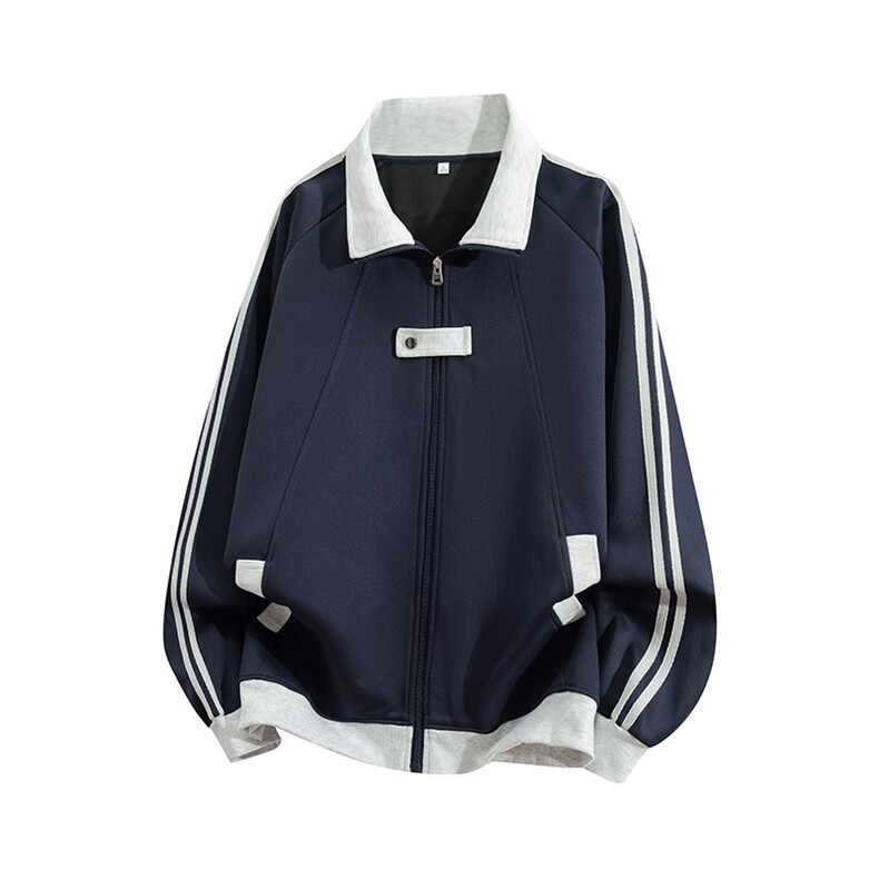 抖音得物品质秋冬美式高街重磅结构拼接织带翻领卫衣夹克外套W113，男装夹克，电商A486