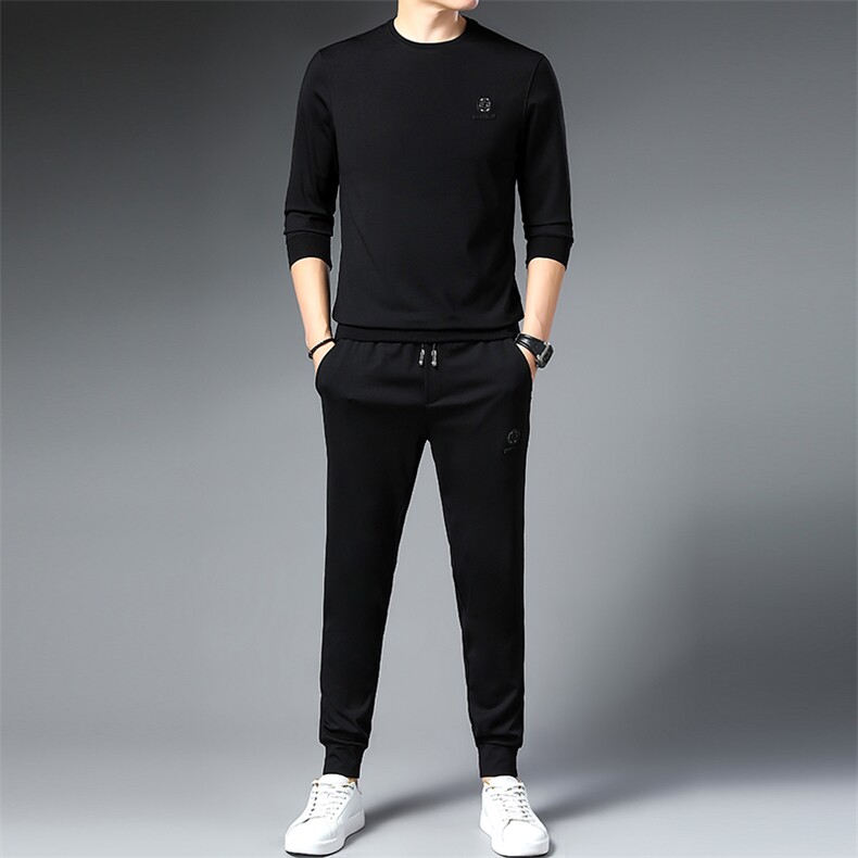 2023年男士圆领印花时尚休闲运动套装秋季中青年长袖长裤两件套潮，男装休闲套装，电商B212（原钱塘6029）