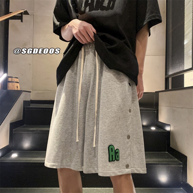 2023夏季排扣短裤潮牌宽松休闲裤运动裤313A-1-KK285-P45控价58,男装休闲裤,星座808A-1