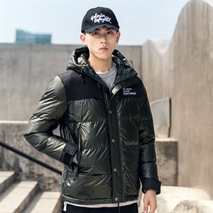 2020冬装新款亮面插色连帽棉衣男保暖潮流外套 A438-811图片