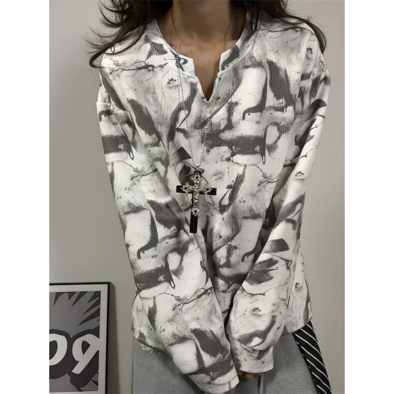 XZ809A/CX615/特P24/控48印花美式V领长袖打底衫卫衣，男装T恤，星座809A(原222-1)