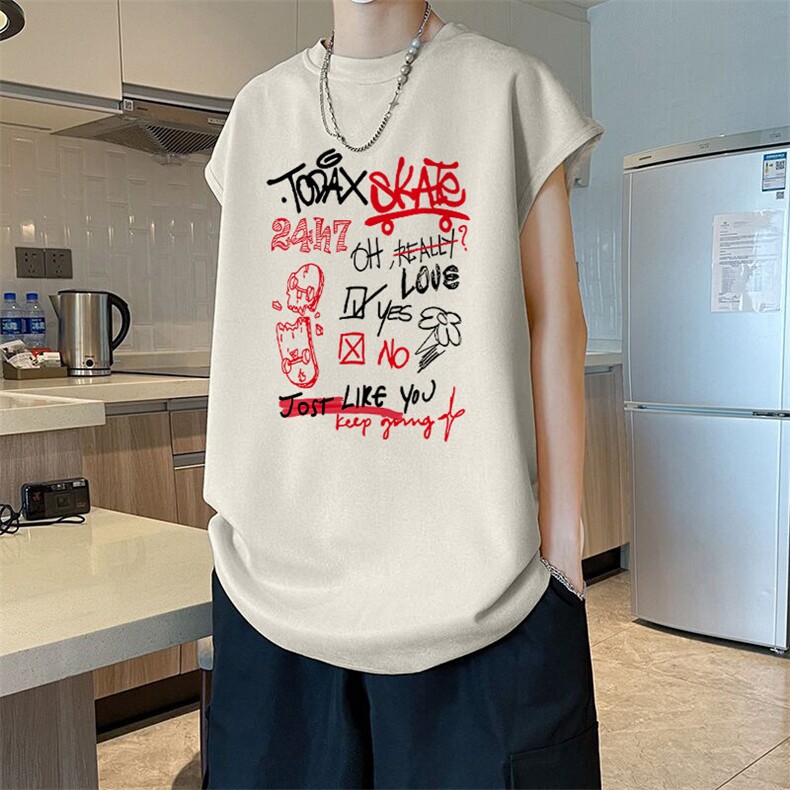 可设48小时发货支持抖音得物来样二开240克重磅美式麂皮绒背心t恤，男装背心/马甲，电商A486