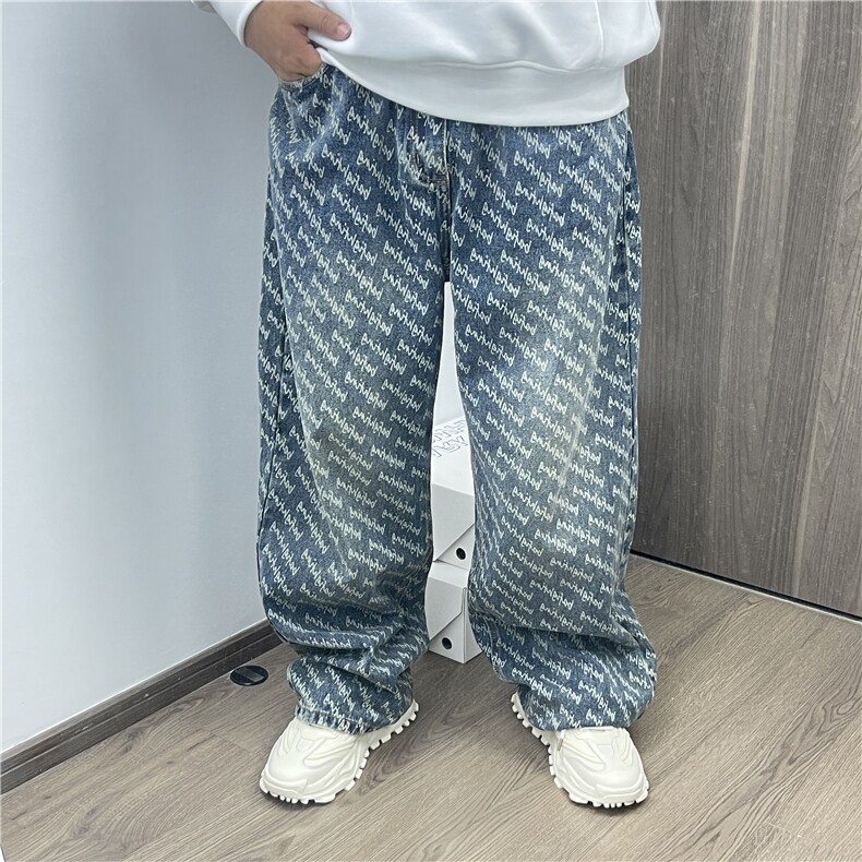 网红牛仔裤男字母牛仔裤高街风 P50 Y7061图片