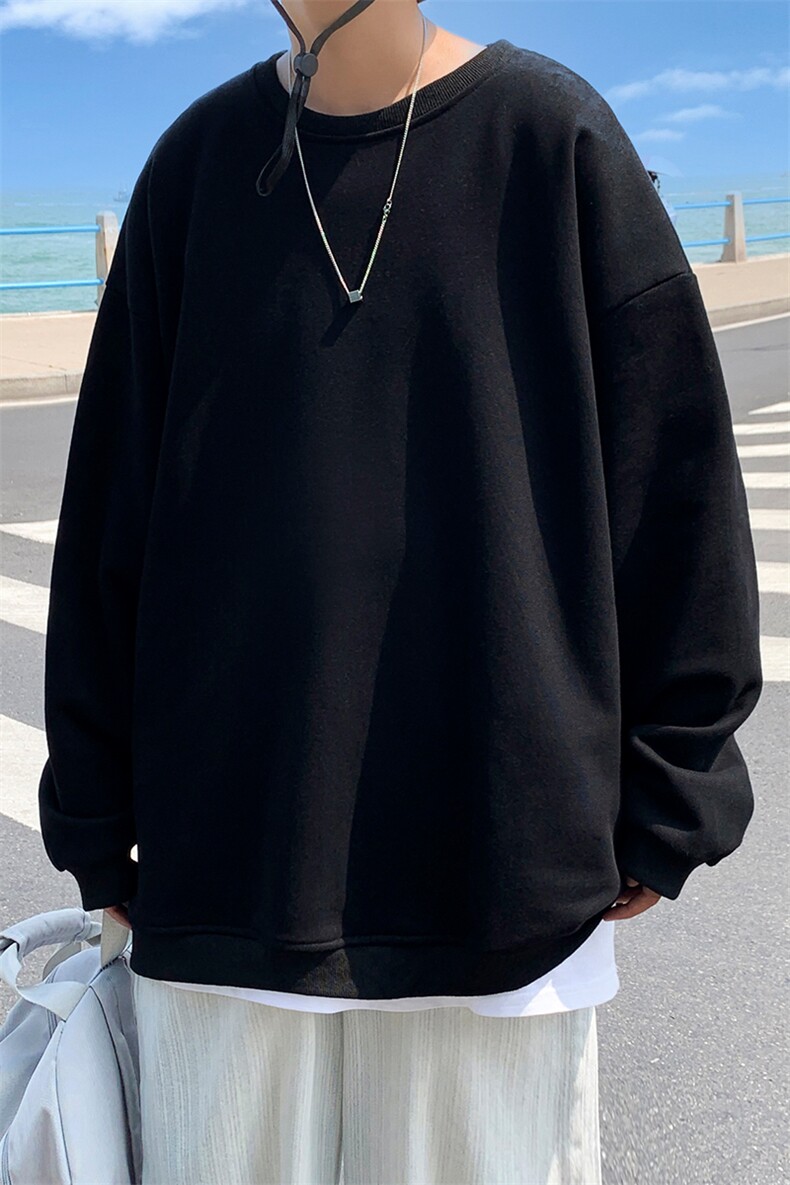 0982P20港风外景秋季百搭宽松休闲大码学生新款圆领套头卫衣,男装卫衣,电商A026-1