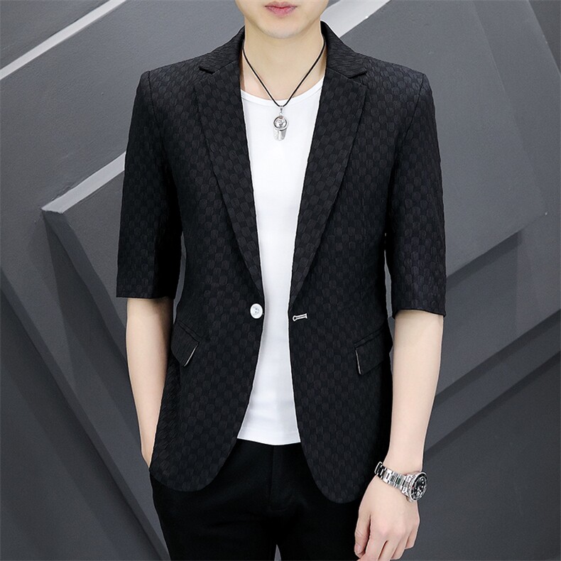 夏季中袖装男韩版修身七分袖学生帅气休闲薄款XZ1304-2，男装西服，星座613B