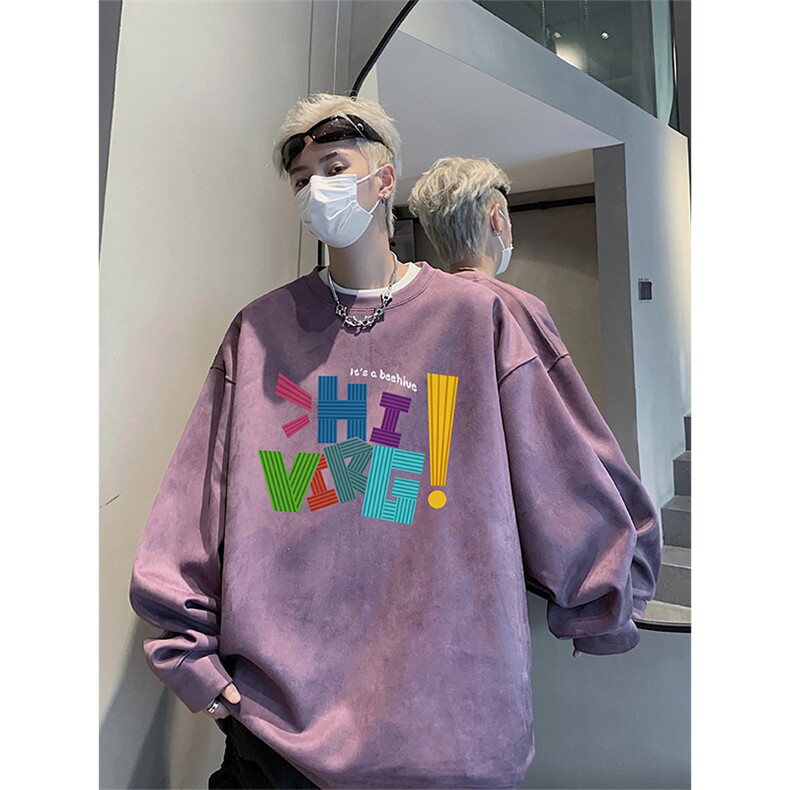 抖音得物高品质港式印花麂皮绒宽松圆领卫衣wyjp3899-特p35控69,男装卫衣,星座605(原A050)