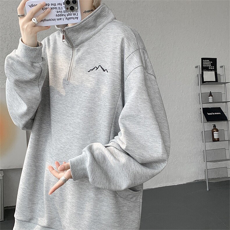 WY10146-特P47加绒特批57重磅曼巴棉半拉链刺绣大码休闲卫衣男,男装卫衣,电商A059