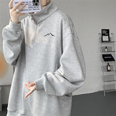 WY10146-特P47加绒特批57重磅曼巴棉半拉链刺绣大码休闲卫衣男，男装卫衣，电商A059