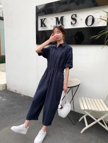 YGZ8811夏季新款衬衫背带裤宽松韩版收腰显瘦连衣裤阔腿裤,女装衬衫,衣宫主