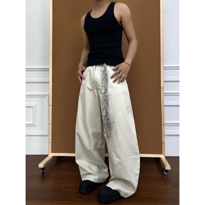 有货 203-6 F2585 P50特 雅致 复古蛇纹腰带宽松弯刀休闲西裤图片