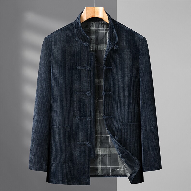 唐装90%白鸭绒羽绒服复古盘扣灯芯绒风羽绒服外套CF988-P230,男装羽绒服,星座1105-3