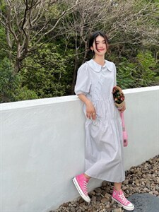 时尚韩版宽松连衣裙，胖瘦都能穿图片